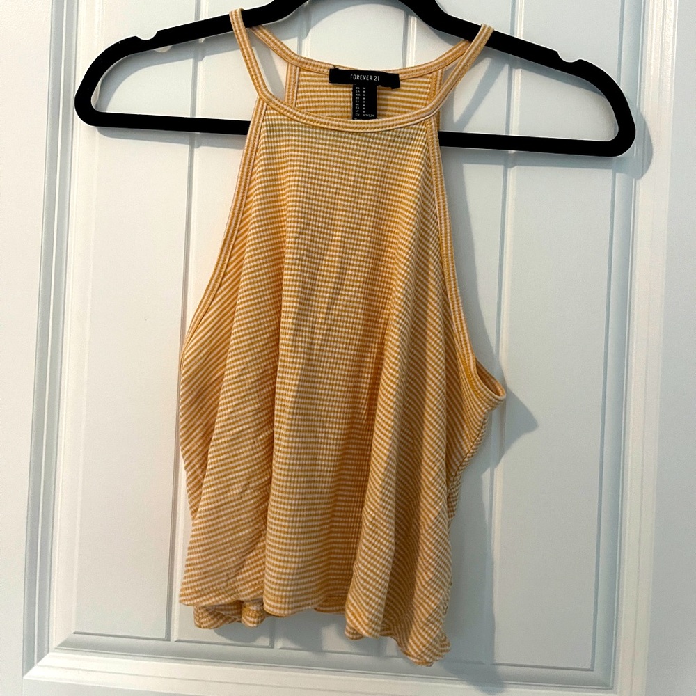 Yellow waffle-knit light tank for summer
